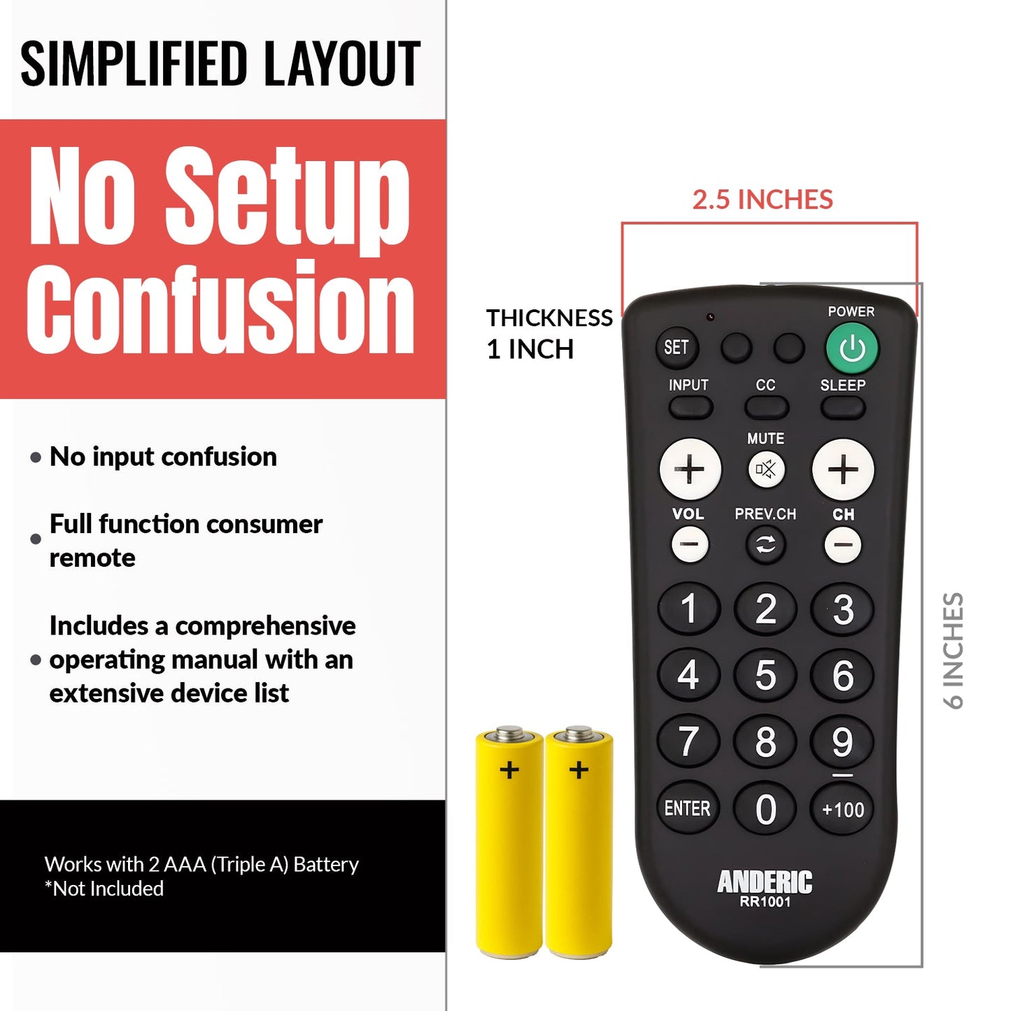 EasyView Large Button TV Remote